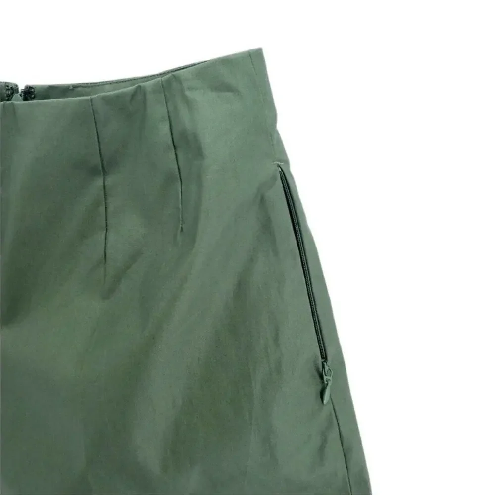 Kate Spade Saturday Green Coated High Waist Zipper Shorts 6 EUC